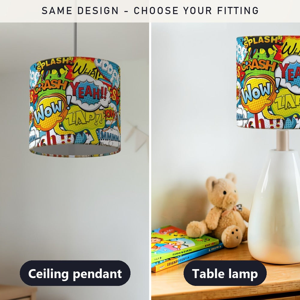 Vibrant Comic Book Pop Art lampshade