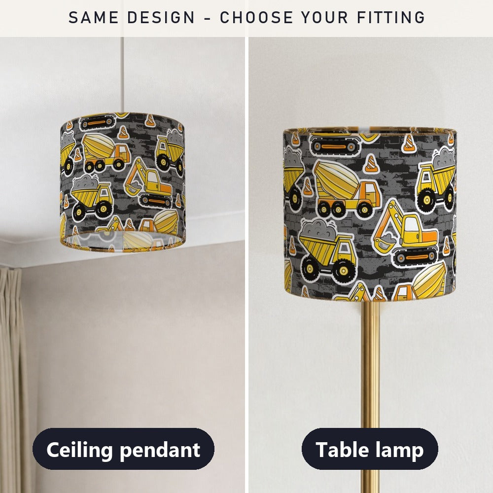 Blue Construction Vehicle Pattern lampshade