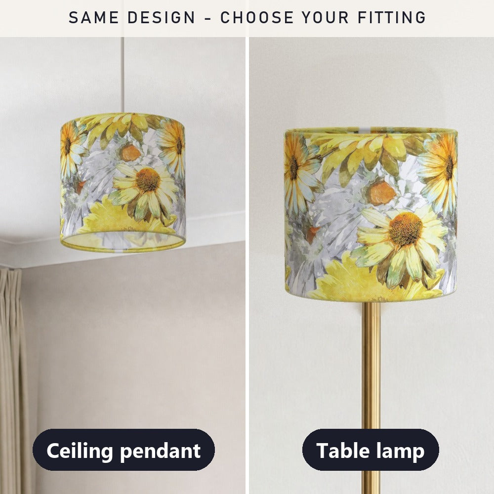 Yellow Floral Watercolor lampshade