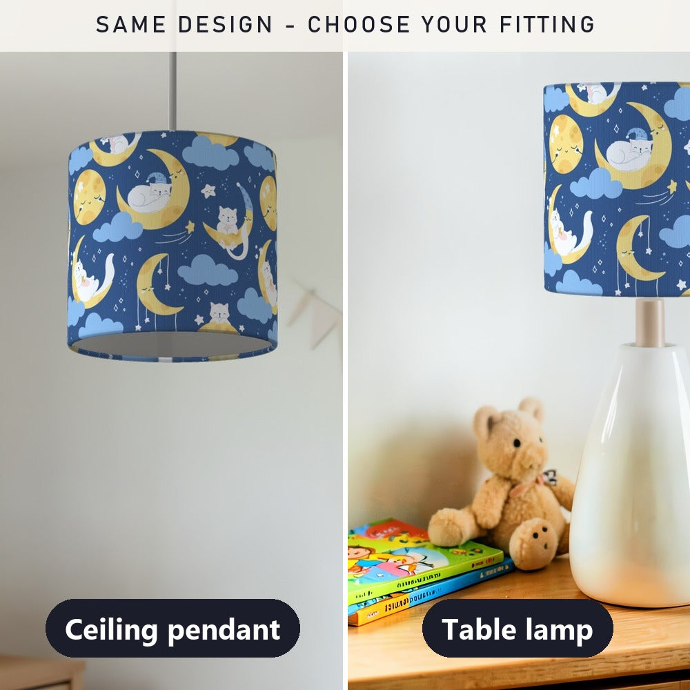 Sleepy Moon and Cats lampshade