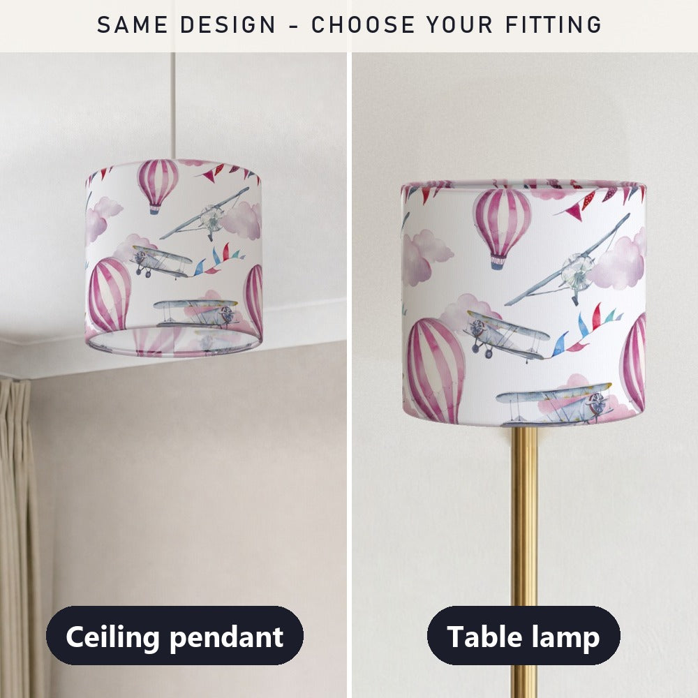 Pink Balloon and Airplane Pattern lampshade