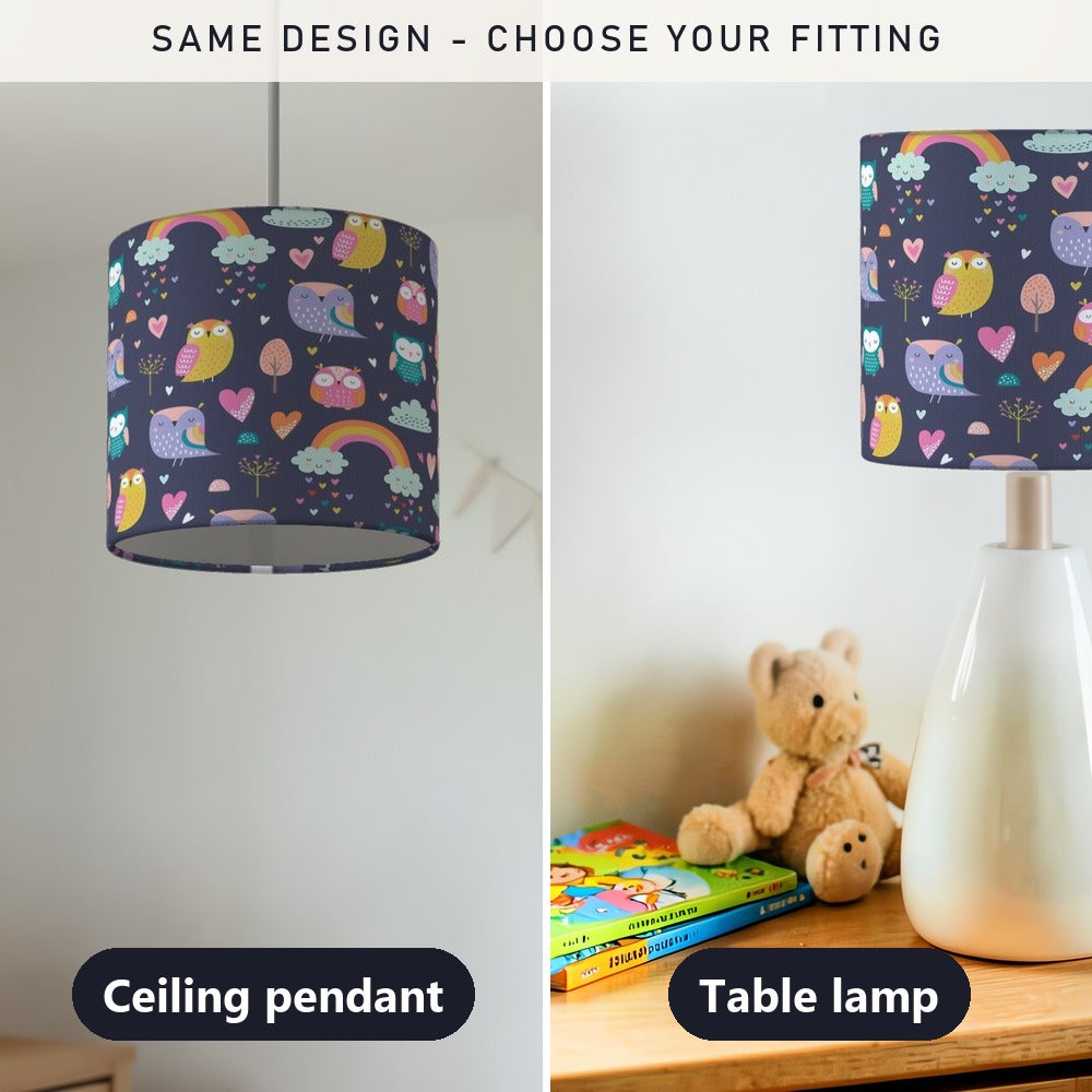 Colorful Owl and Rainbow lampshade
