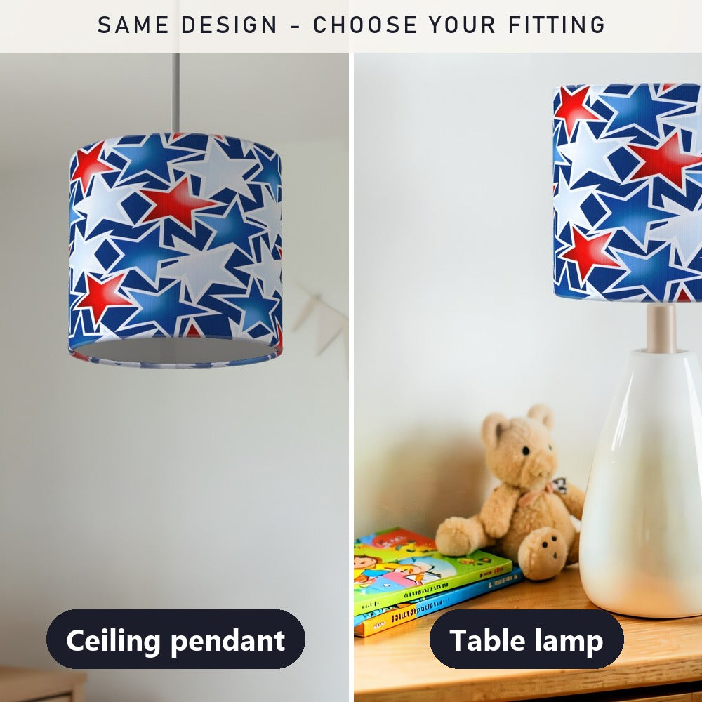 Red White And Blue Stars lampshade