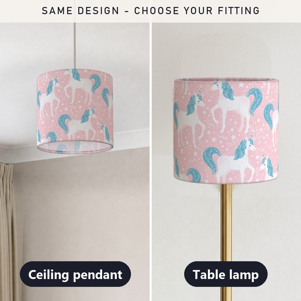Pink Unicorn and Stars lampshade