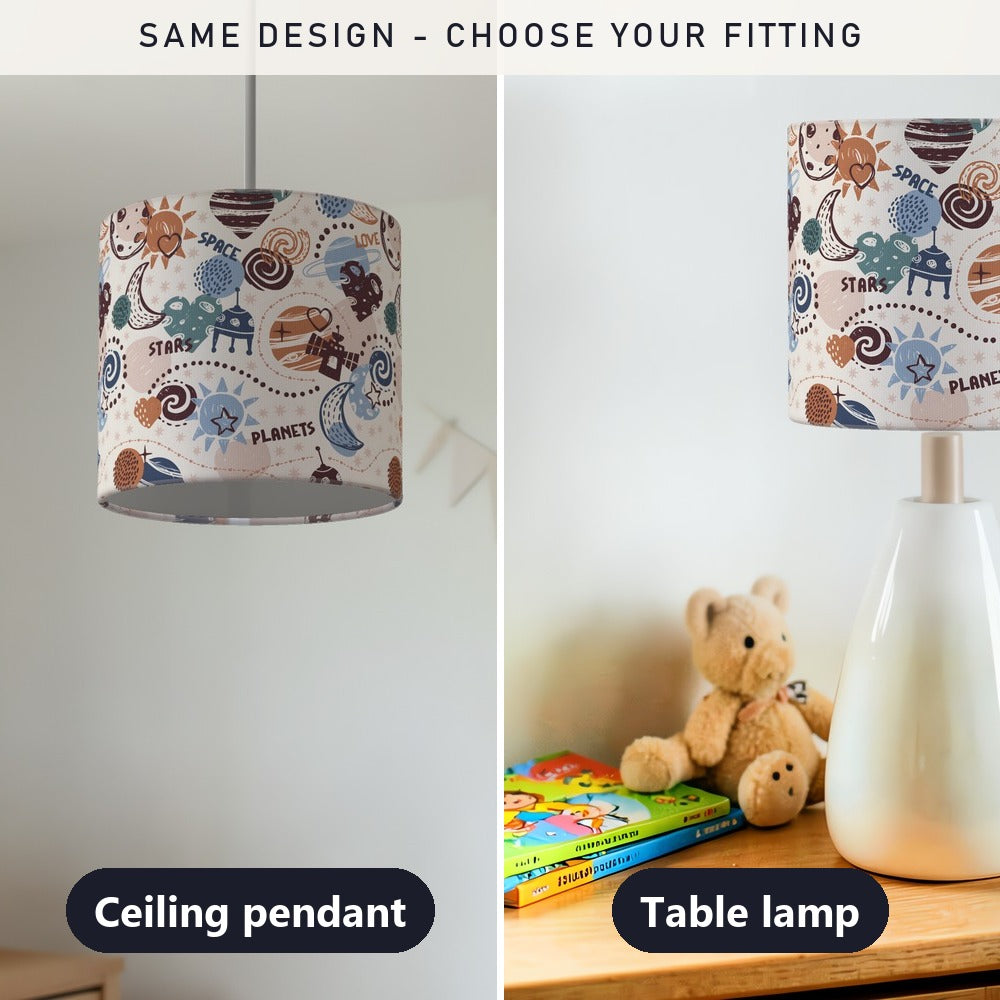 Space Adventure Planets Rocket lampshade