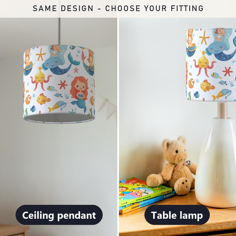 Mermaids and Whales lampshade