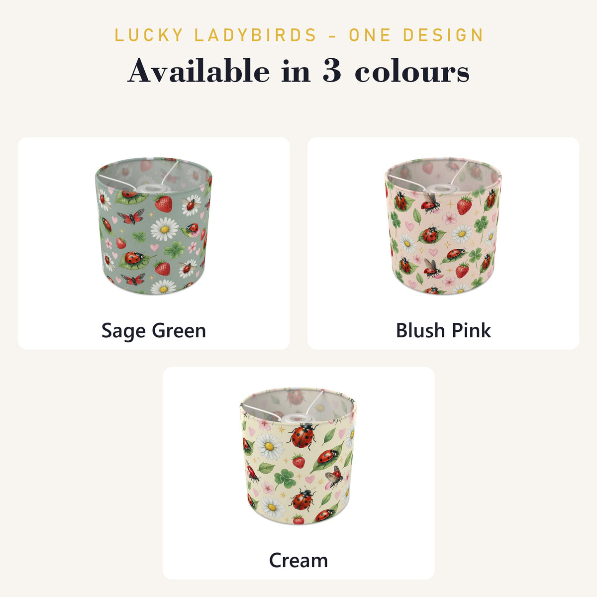 Cream Lucky Ladybirds lampshade - 20cm x 18.5cm Ceiling - photo 8