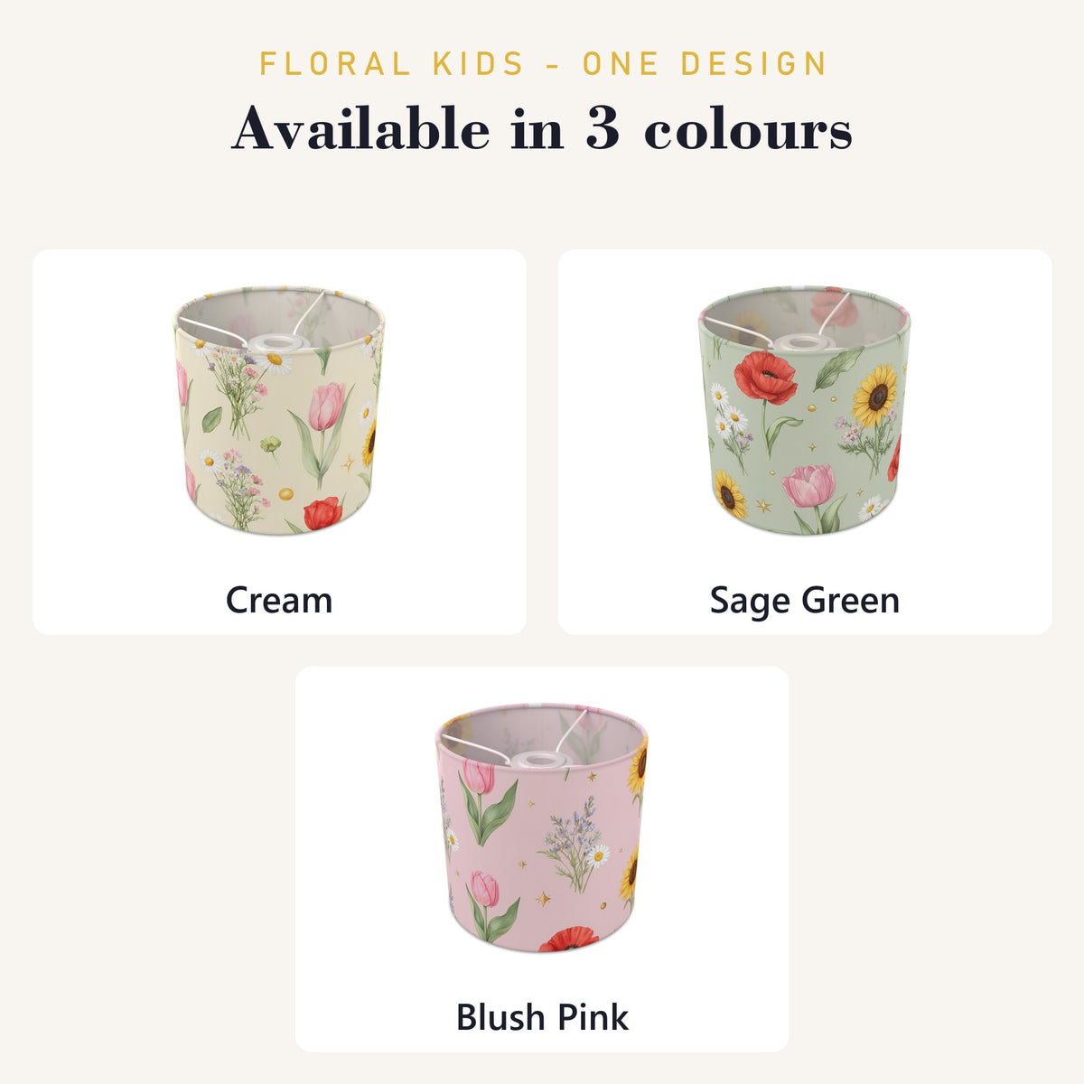 Cream Floral Kids lampshade - 20cm x 18.5cm Ceiling - photo 8