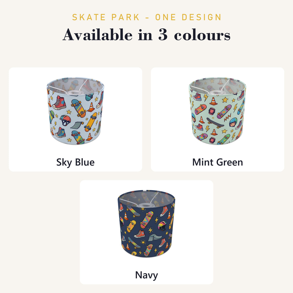 Navy Skate Crew lampshade - 20cm x 18.5cm Ceiling - photo 8