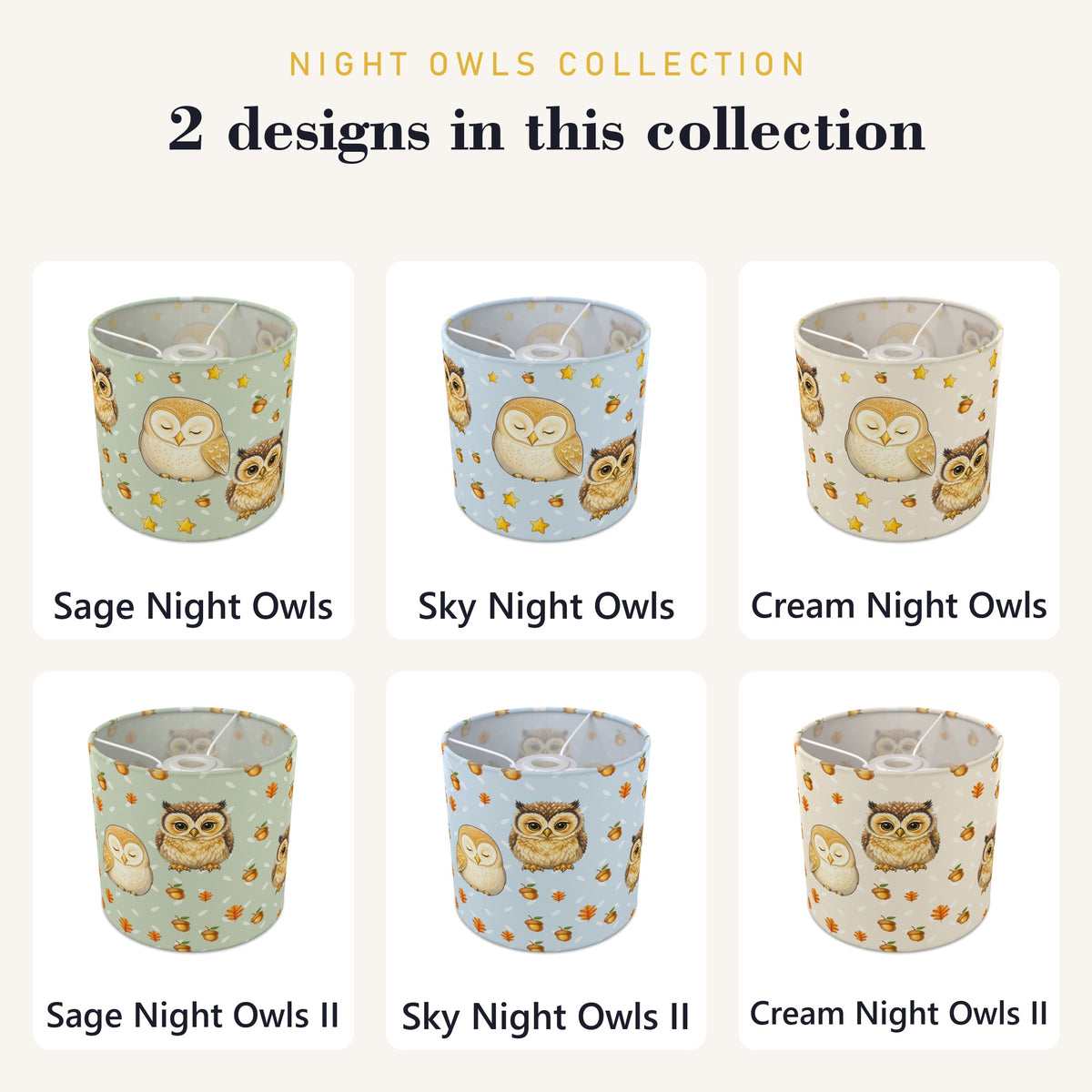 Cream Night Owls lampshade - 20cm x 18.5cm Ceiling - photo 8