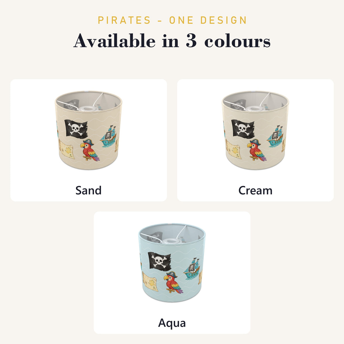 Cream Pirates lampshade - 20cm x 18.5cm Ceiling - photo 8