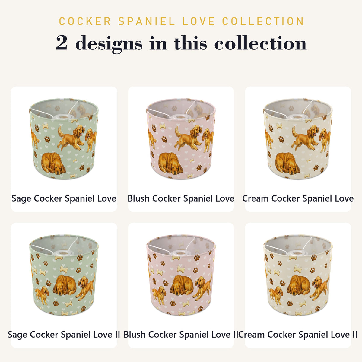 Cream Cocker Spaniel Love II lampshade - 20cm x 18.5cm Ceiling - photo 8