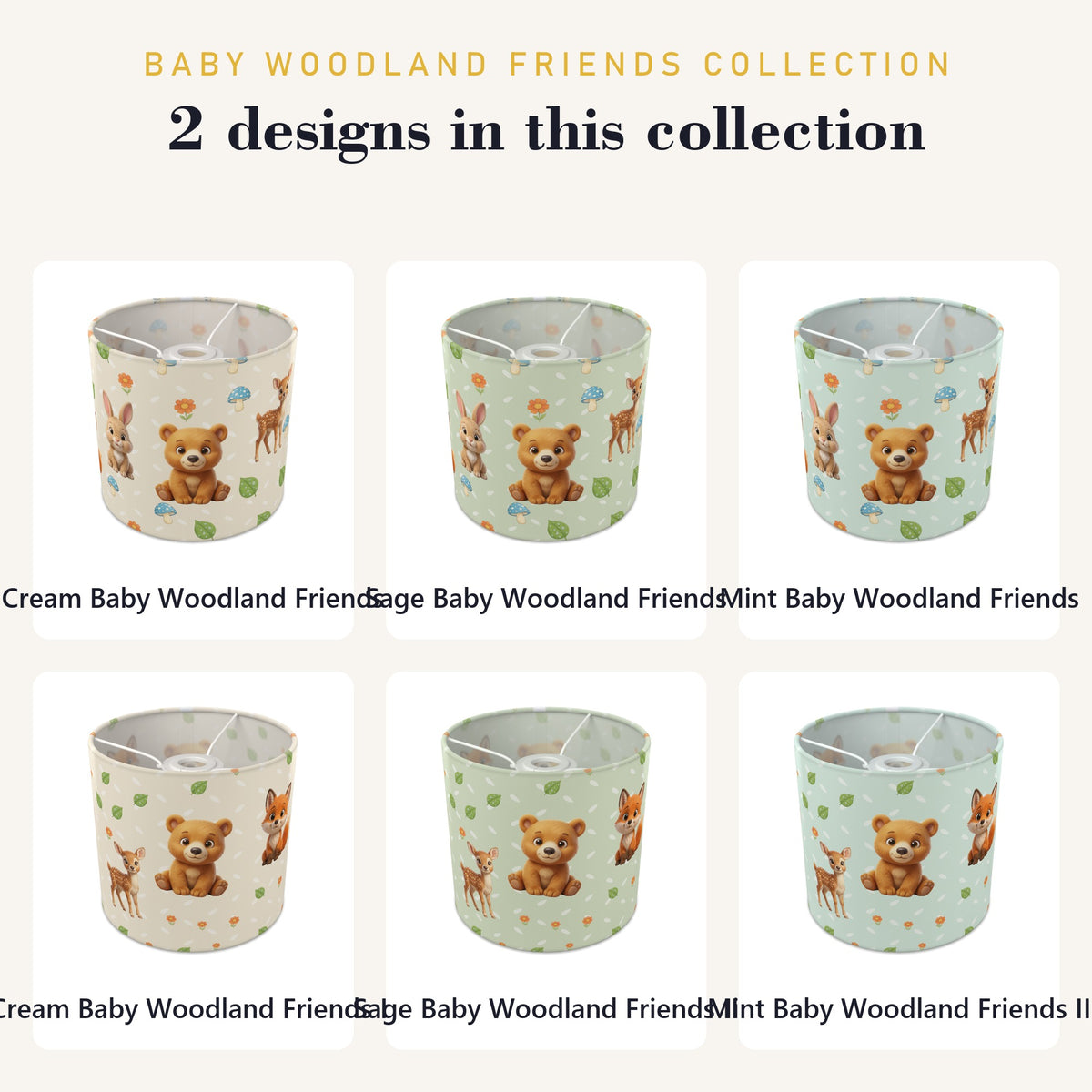Sage Baby Woodland Friends II lampshade - 20cm x 18.5cm Ceiling - photo 8