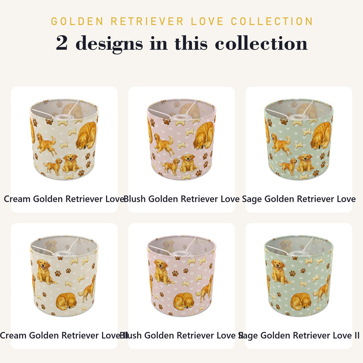 Blush Golden Retriever Love lampshade - 20cm x 18.5cm Ceiling - photo 8