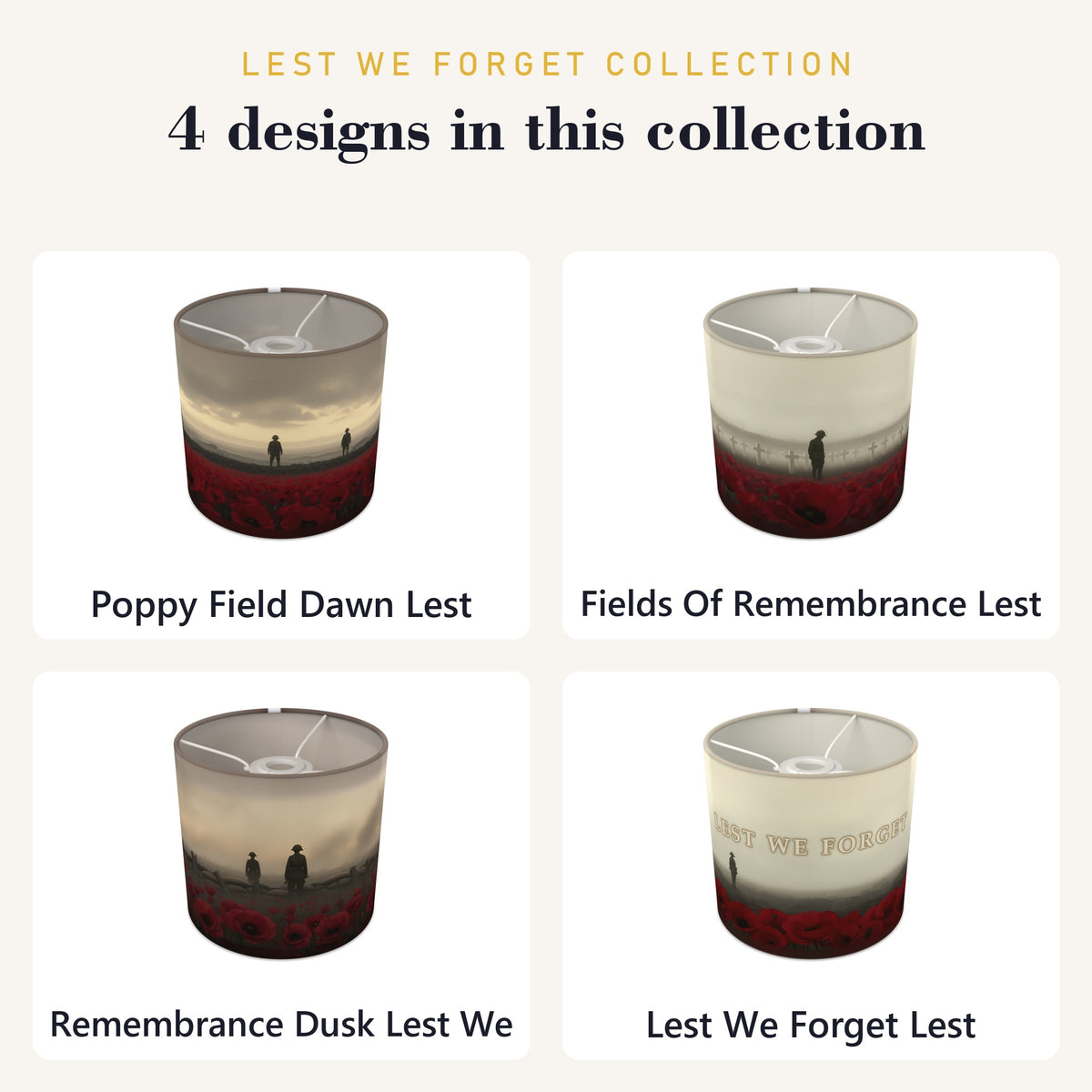 Lest We Forget wraparound lampshade - Poppy Field Dawn - photo 9