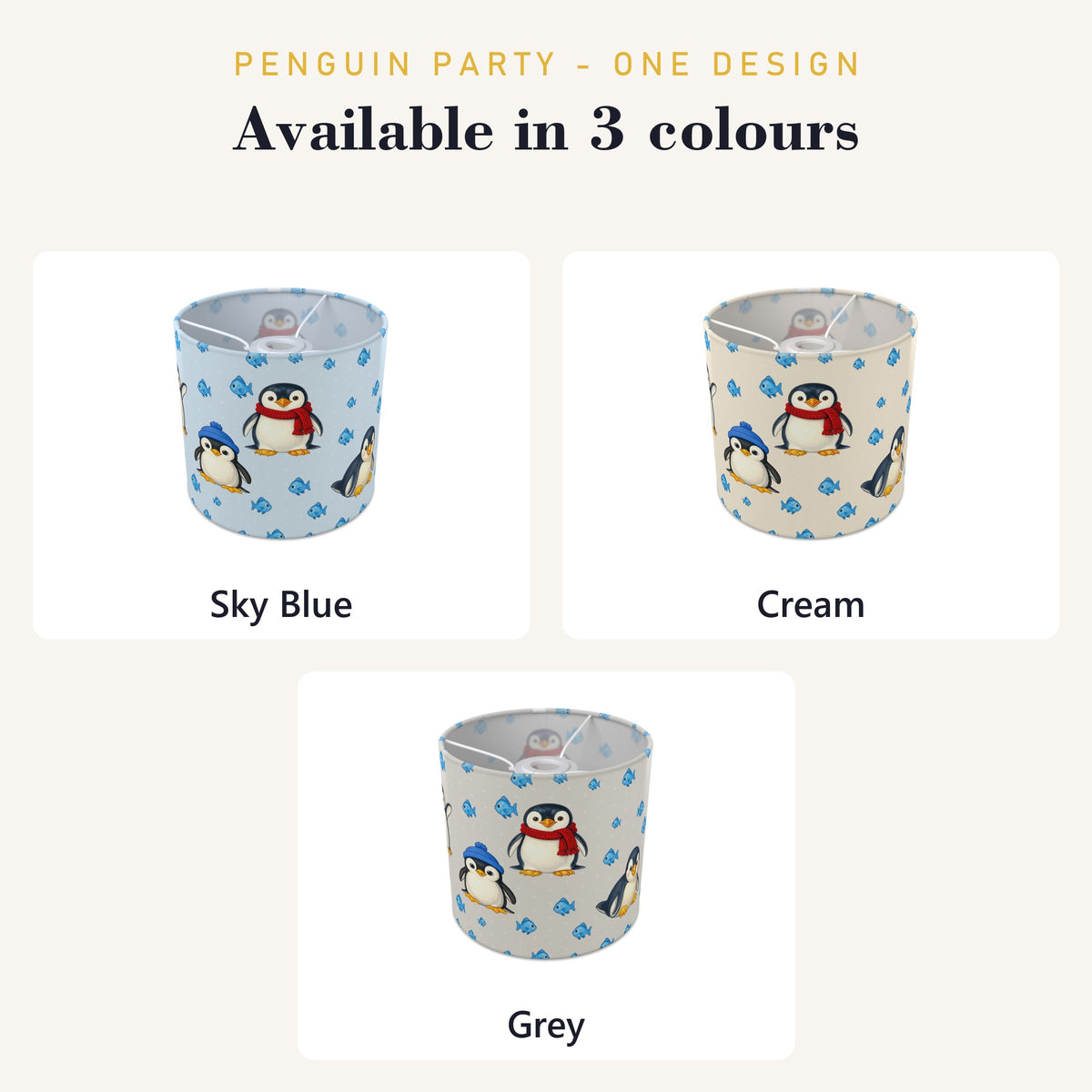 Grey Penguin Party lampshade - 20cm x 18.5cm Ceiling - photo 8