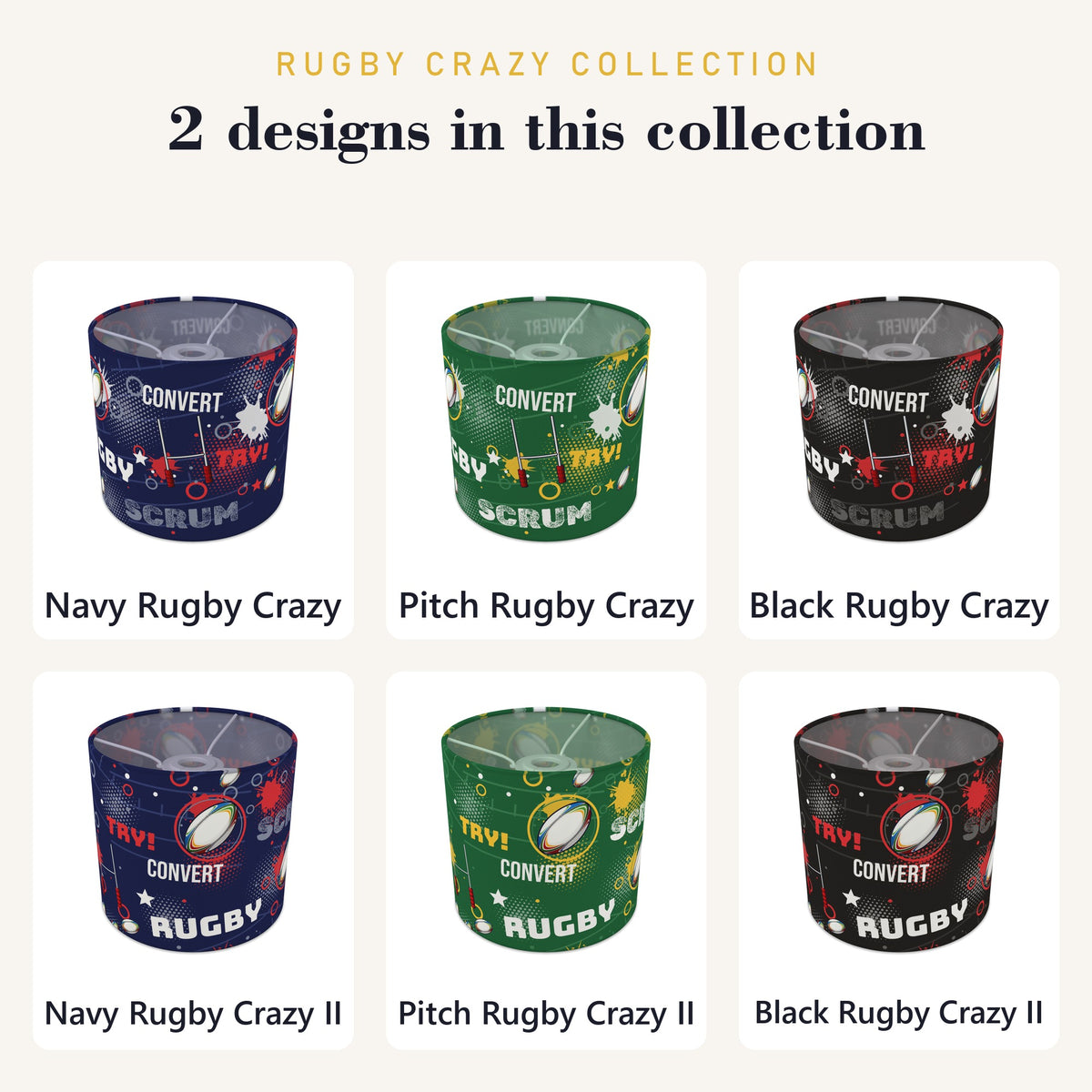Navy Rugby Crazy lampshade - 20cm x 18.5cm Ceiling - photo 8