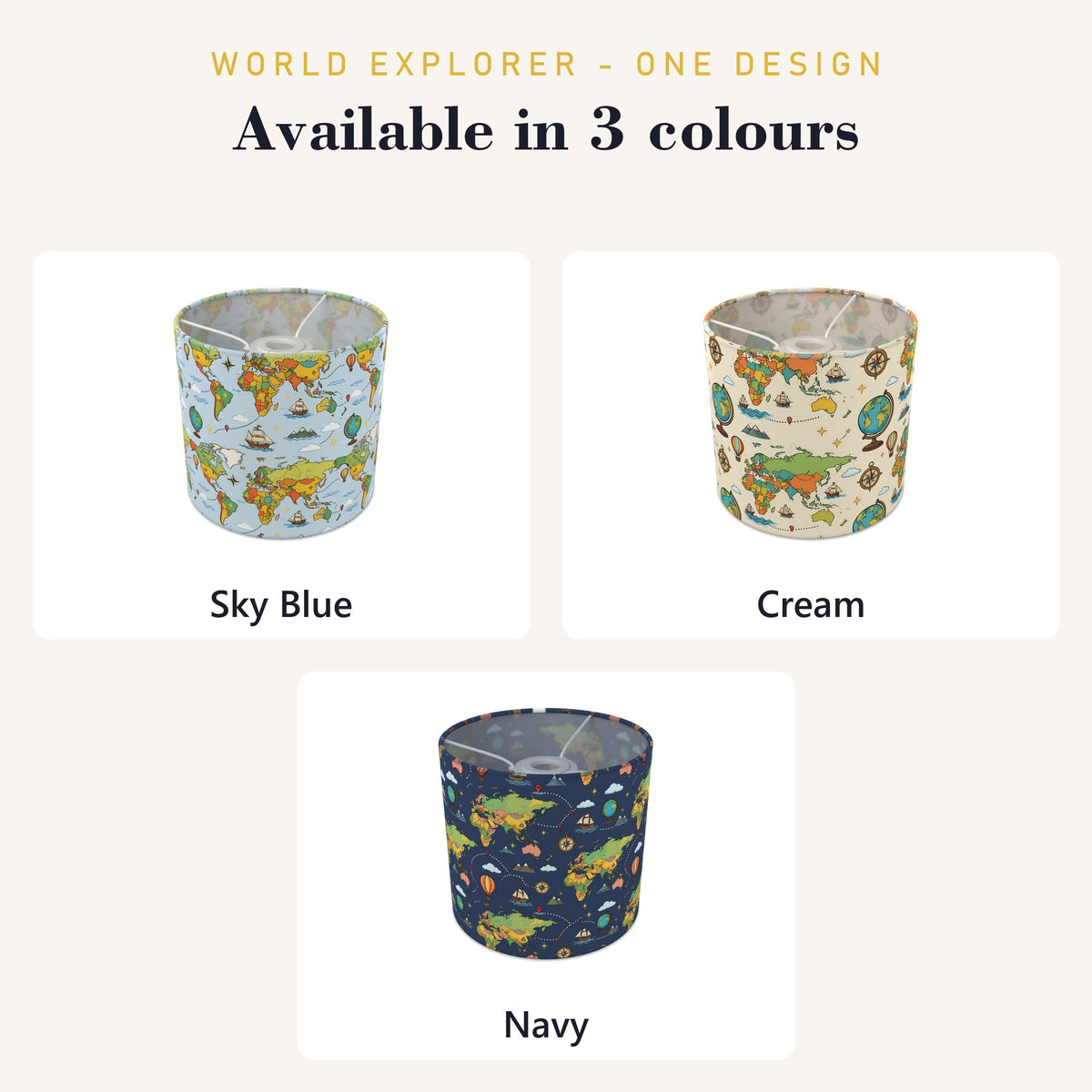Navy World Explorer lampshade - 20cm x 18.5cm Ceiling - photo 8