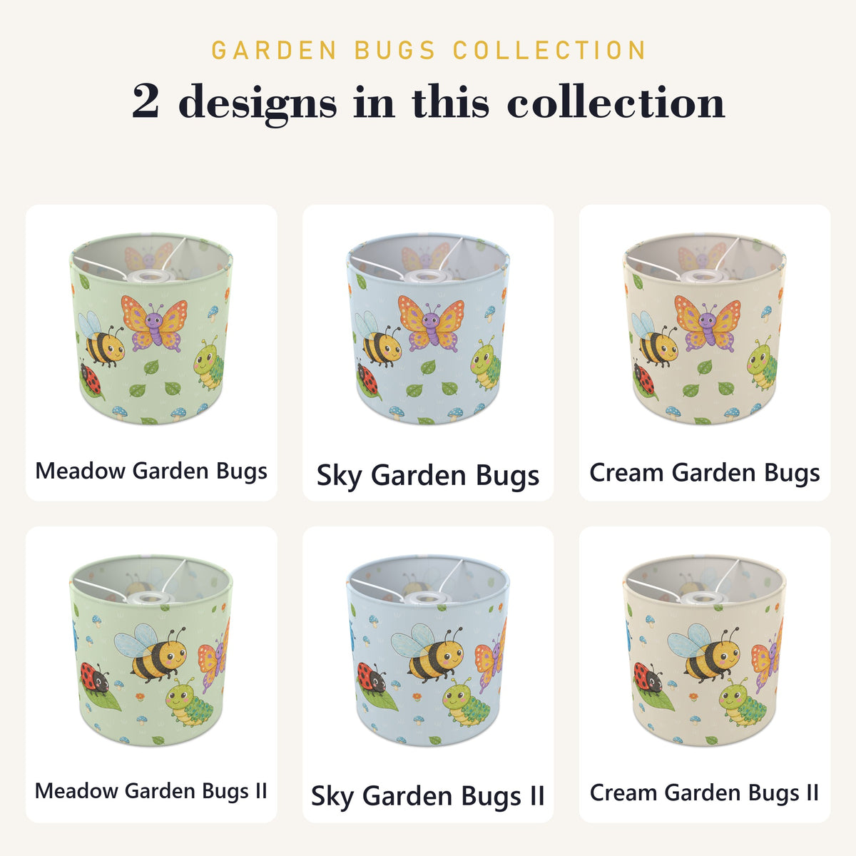 Cream Garden Bugs lampshade - 20cm x 18.5cm Ceiling - photo 8
