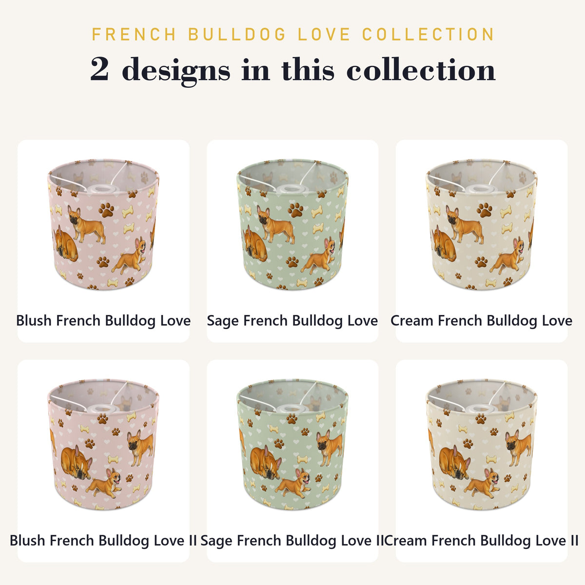 Blush French Bulldog Love lampshade - 20cm x 18.5cm Ceiling - photo 8
