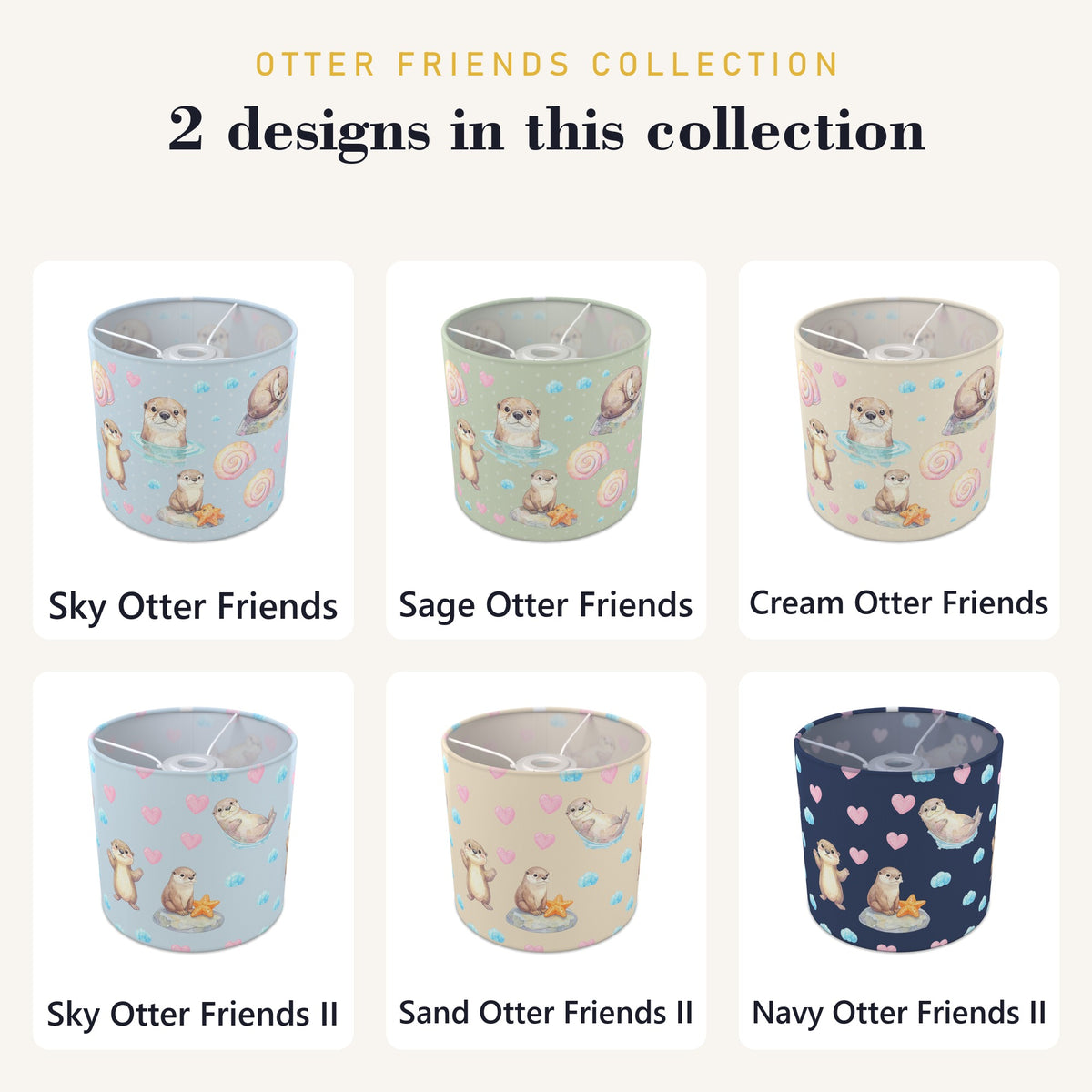 Navy Otter Friends II lampshade - 20cm x 18.5cm Ceiling - photo 8