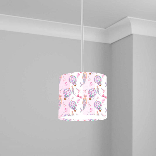Pink Mermaid Balloon Striped Ceiling Lampshade Lightshade for Nursery - 20cm x 18.5cm