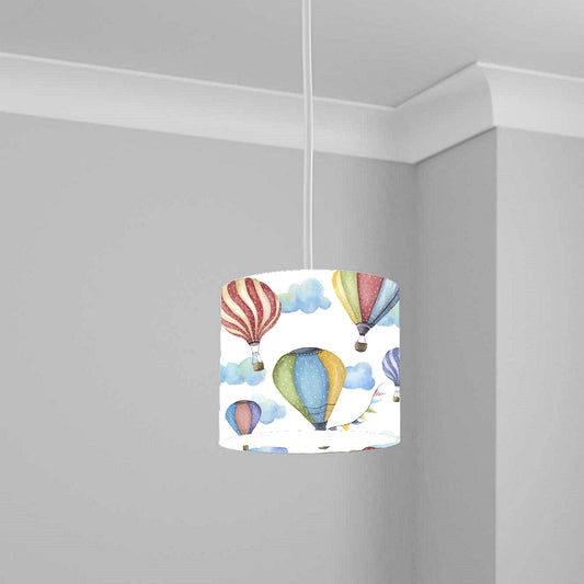 Colorful Hot Air Balloon and Clouds Ceiling Lampshade Lightshade for Nursery - 20cm x 18.5cm
