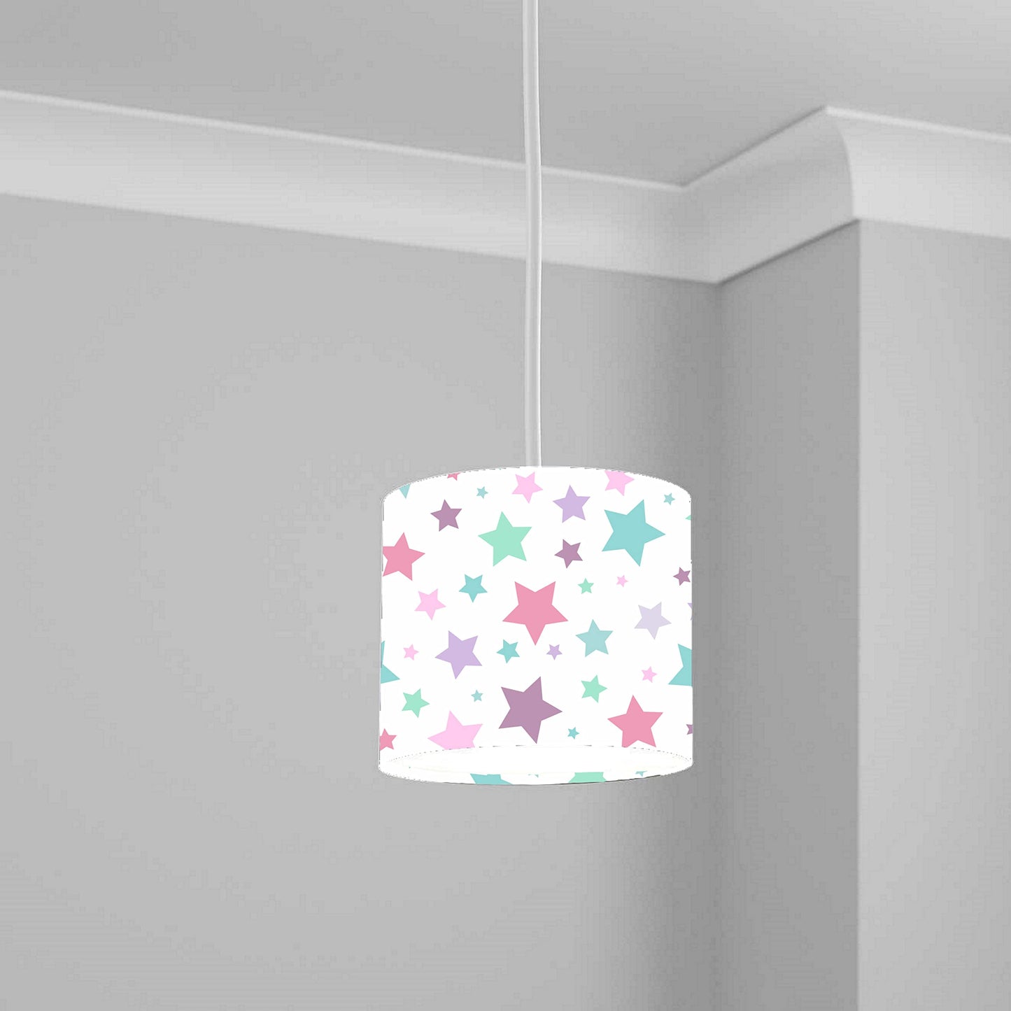 Pastel Stars Ceiling Lampshade Lightshade for Nursery - 20cm x 18.5cm
