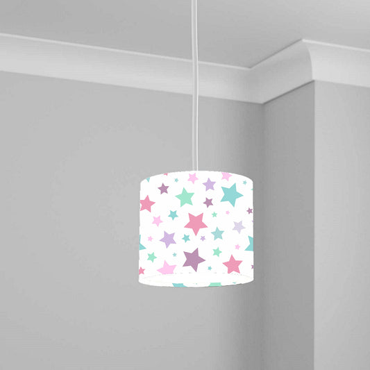 Pastel Stars Ceiling Lampshade Lightshade for Nursery - 20cm x 18.5cm