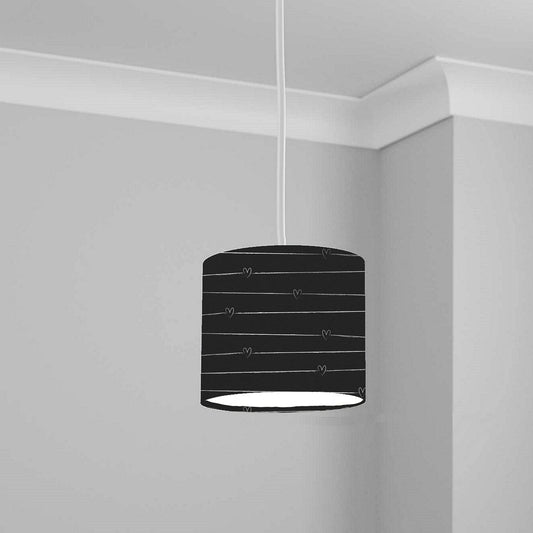 Black Heart Stripes Ceiling Lampshade Lightshade for Room - 20cm x 18.5cm