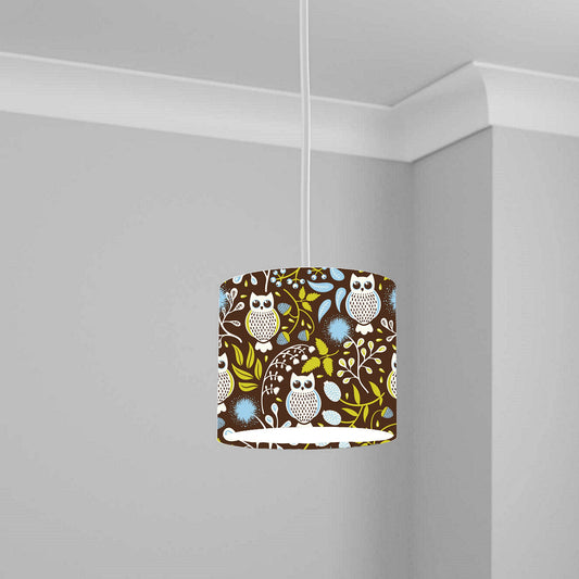 Charming Owl and Leaf Pattern Ceiling Lampshade Lightshade for Nursery - 20cm x 18.5cm