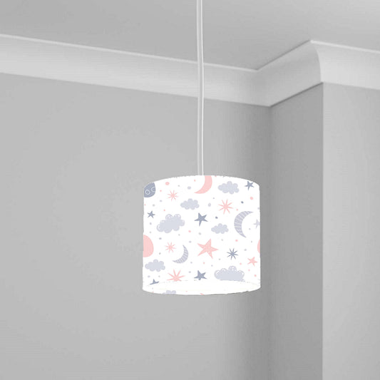 Pastel Moon and Stars Ceiling Lampshade Lightshade for Room - 20cm x 18.5cm