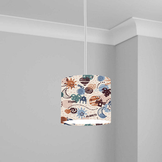 Space Adventure Planets Rocket Ceiling Lampshade Lightshade for Nursery - 20cm x 18.5cm
