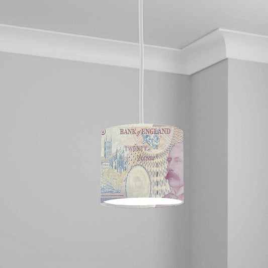 Money lampshade Twenty pounds Back banknote pounds Money Note Queen Light Shade 20CM X 18.5CM