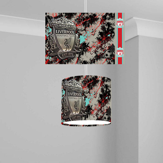 Liverpool Badge Ceiling Lampshade Lightshade for Room - Red, White, Black Design - 20cm x 18.5cm