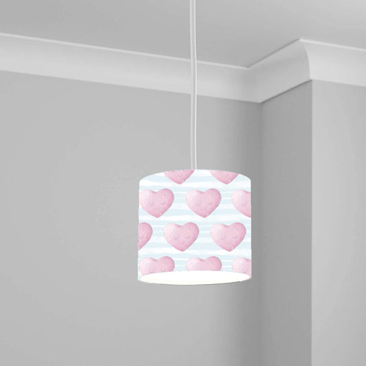 Pink Heart Pattern Ceiling Lampshade Lightshade for Nursery - 20cm x 18.5cm