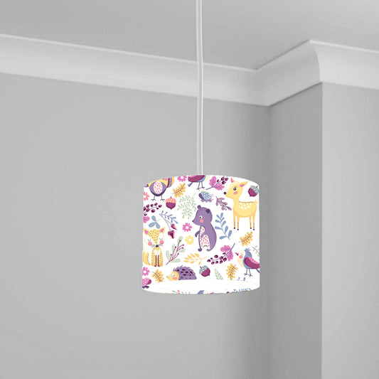 Whimsical Deer and Hedgehog Floral Ceiling Lampshade Lightshade for Room - 20cm x 18.5cm