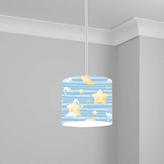 Blue Star and Moon Pattern Ceiling Lampshade Lightshade for Room - 20cm x 18.5cm