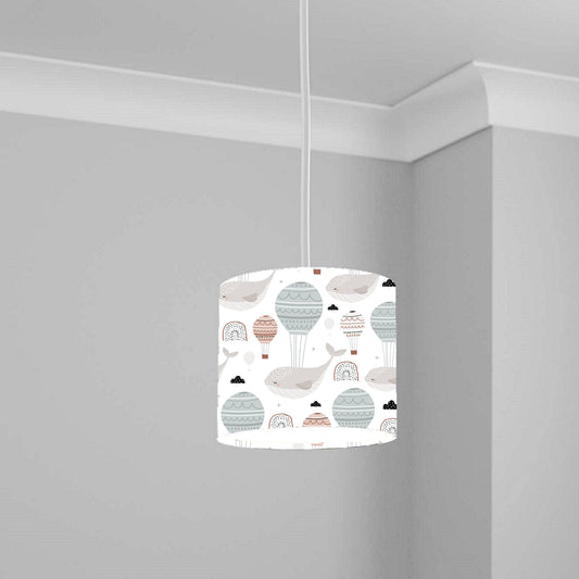 Whale and Hot Air Balloon Pattern Ceiling Lampshade Lightshade for Nursery - 20cm x 18.5cm