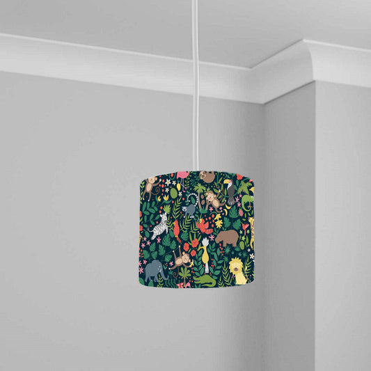 Colorful Jungle Animal Print Ceiling Lampshade Lightshade for Nursery 1-20cm x 18.5cm