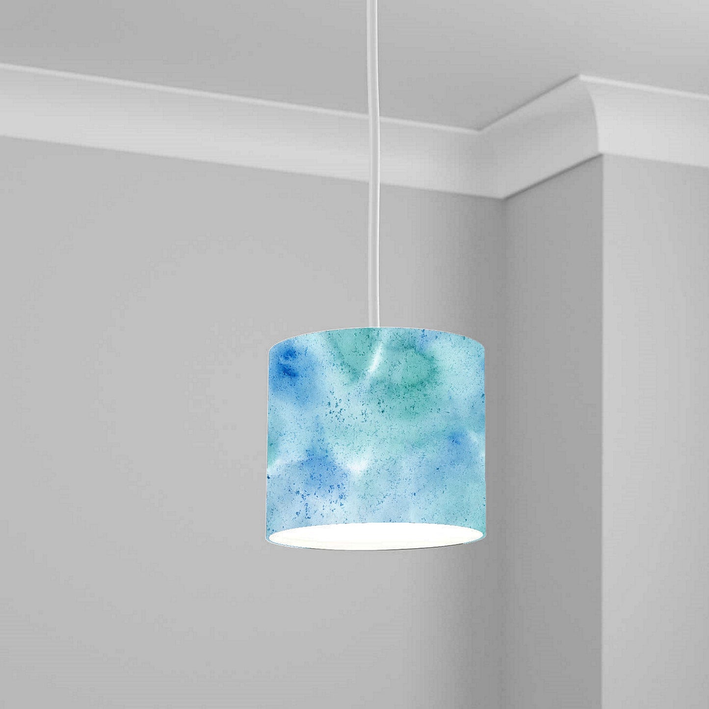 Blue Green Watercolor Pattern Ceiling Lampshade Lightshade for Room - 20cm x 18.5cm