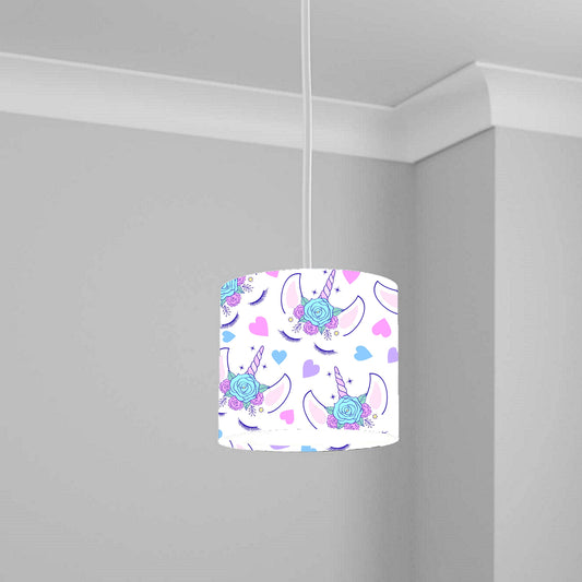 Pink Unicorn and Hearts Ceiling Lampshade Lightshade for Nursery - 20cm x 18.5cm