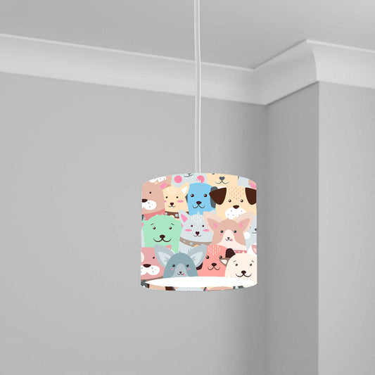 Colorful Puppy Dog Faces Ceiling Lampshade Lightshade for Nursery - 20cm x 18.5cm