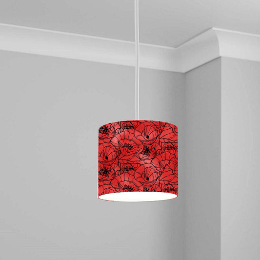 Red Poppy Floral Pattern Ceiling Lampshade Lightshade for Room - 20cm x 18.5cm