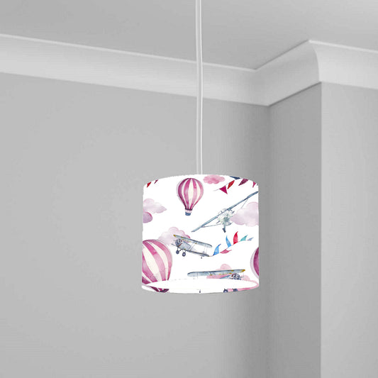 Pink Balloon and Airplane Pattern Ceiling Lampshade Lightshade for Room - 20cm x 18.5cm