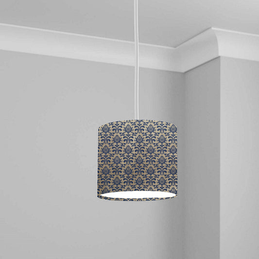 Elegant Navy Floral Pattern Ceiling Lampshade Lightshade for Room - 20cm x 18.5cm