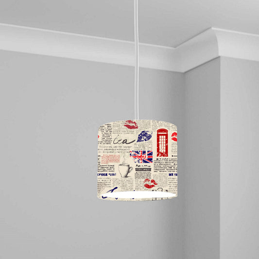 Vintage London Newspaper Print Ceiling Lampshade Lightshade for Room - 20cm x 18.5cm