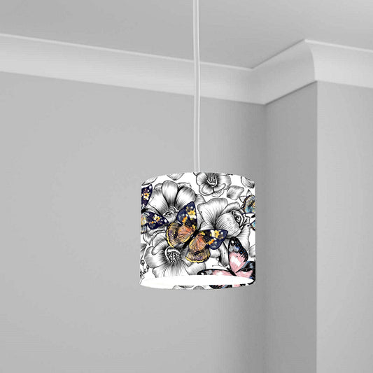 Butterfly and Floral Ceiling Lampshade Lightshade for Nursery - 20cm x 18.5cm