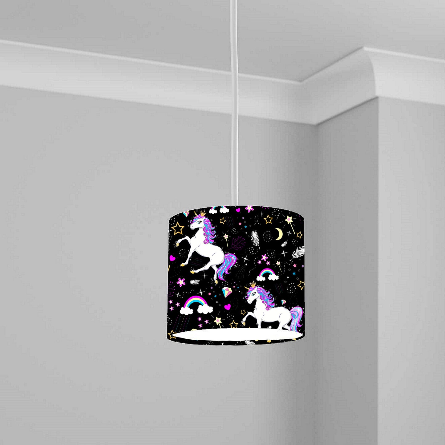 Enchanted Unicorn and Stars Ceiling Lampshade Lightshade for Kids' Room - 20cm x 18.5cm