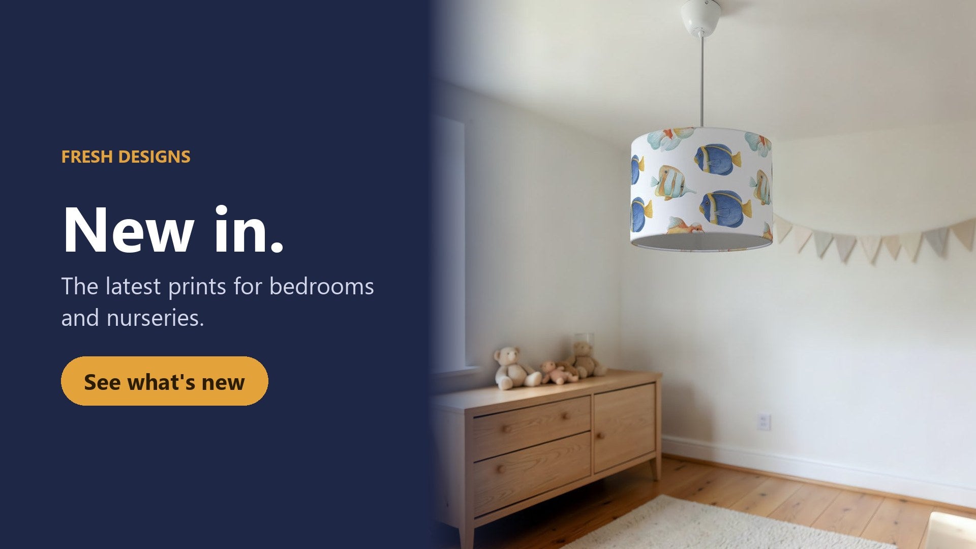 New in - marine fish lampshade in a child's bedroom. See what's new